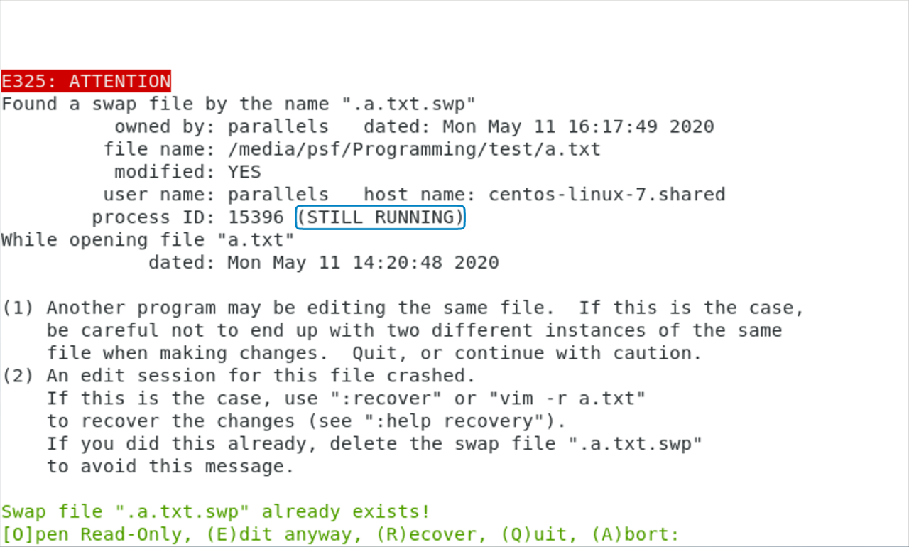 文件正在其他地方被编辑的错误提示 Fig5.3